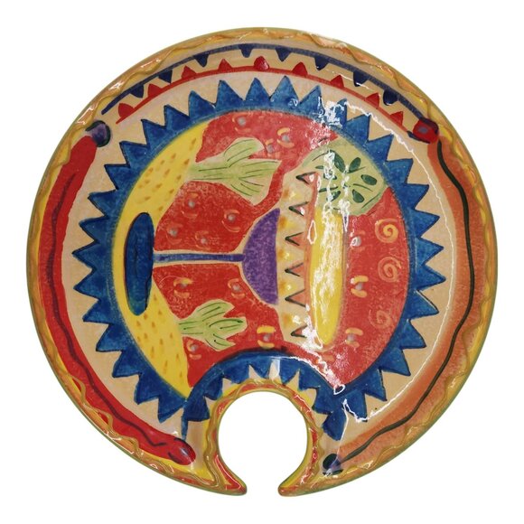 FIESTA Farida Zaman Ambiance Collection Ceramic 8" Handpainted Snack Plate - Picture 2 of 6
